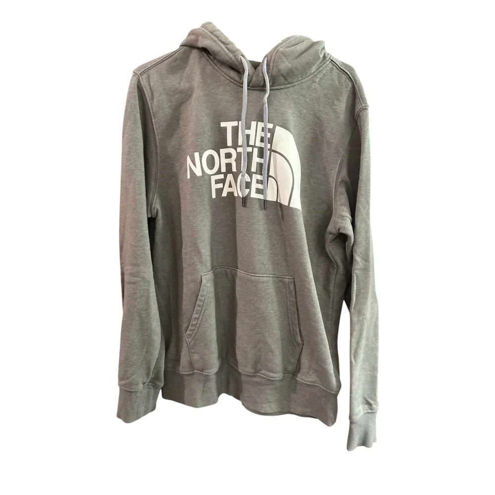 The North Face Mens Half Dome Logo Pullover Hoodie Grey Heather Sweatshirt L